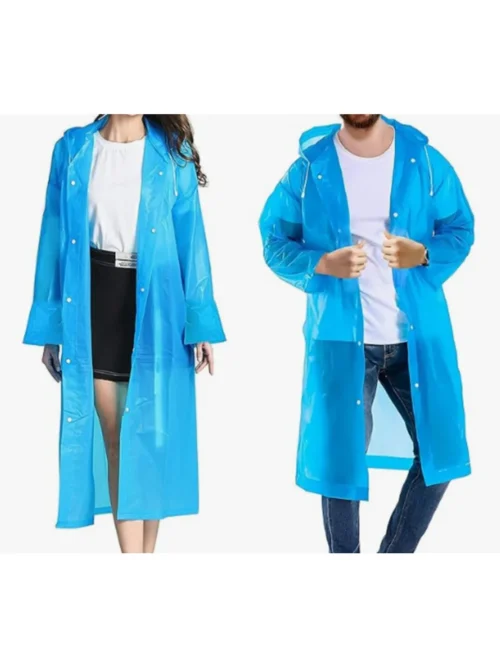 Yetişkin Unisex Mavi Yağmurluk Ve Rüzgarlık Kapüşonlu Eva Kumaş Rüzgar Ve Suya Dayanıklı