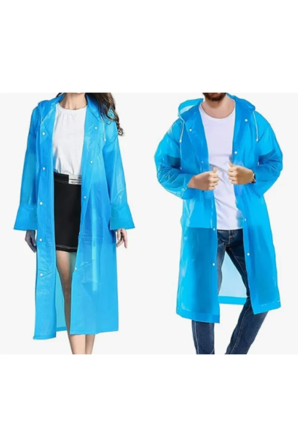 Yetişkin Unisex Mavi Yağmurluk Ve Rüzgarlık Kapüşonlu Eva Kumaş Rüzgar Ve Suya Dayanıklı