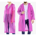 Yetişkin Unisex Pembe Yağmurluk Ve Rüzgarlık Kapüşonlu Eva Kumaş Rüzgar Ve Suya Dayanıklı