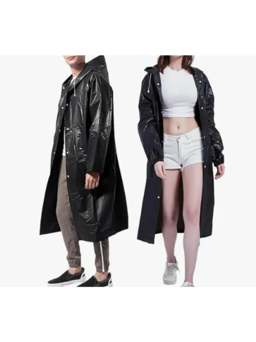 Yetişkin Unisex Siyah Yağmurluk Ve Rüzgarlık Kapüşonlu Eva Kumaş Rüzgar Ve Suya Dayanıklı