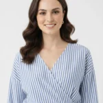 Çizgili Kruvaze Gömlek Bluz