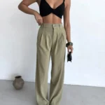 Kadın Gabardin Kumaş Palazzo Pantolon