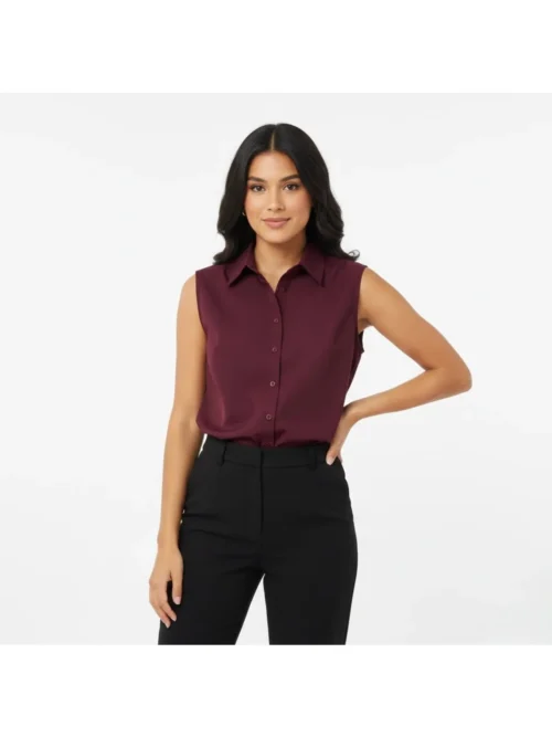 kadin-kolsuz-poplin-gomlek Kadın Kolsuz Poplin Gömlek