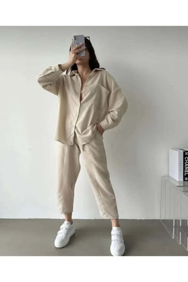 Keten Gömlek Pantolon İkili Takım