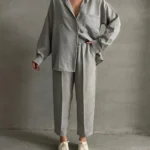 Keten Gömlek Pantolon İkili Takım - Gri