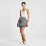 Mini İçi Şortlu Balon Etek - Gri