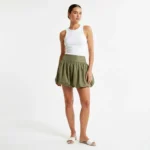 Mini İçi Şortlu Balon Etek - Haki