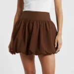Mini İçi Şortlu Balon Etek - Kahverengi
