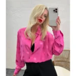 Saten Oversize Gömlek - Pembe