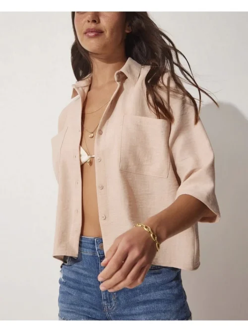 Somon Keten Kadın Gömlek