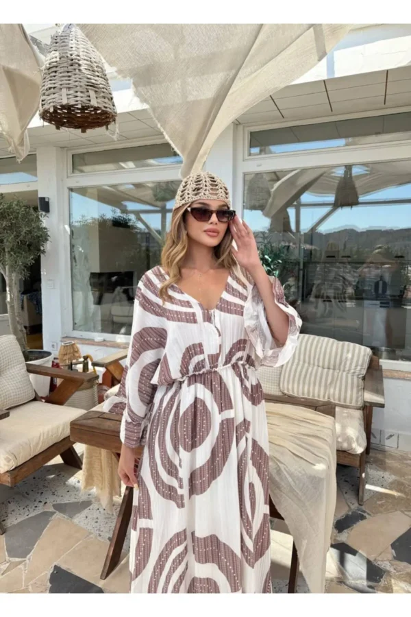 Beli Lastikli Salaş Müslin Elbise