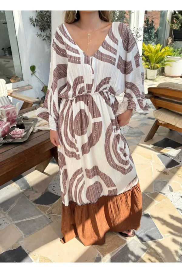 Beli Lastikli Salaş Müslin Elbise