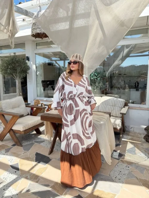 Beli Lastikli Salaş Müslin Elbise