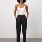 Kadın Gabardin Kumaş Havuç Pantolon - Siyah