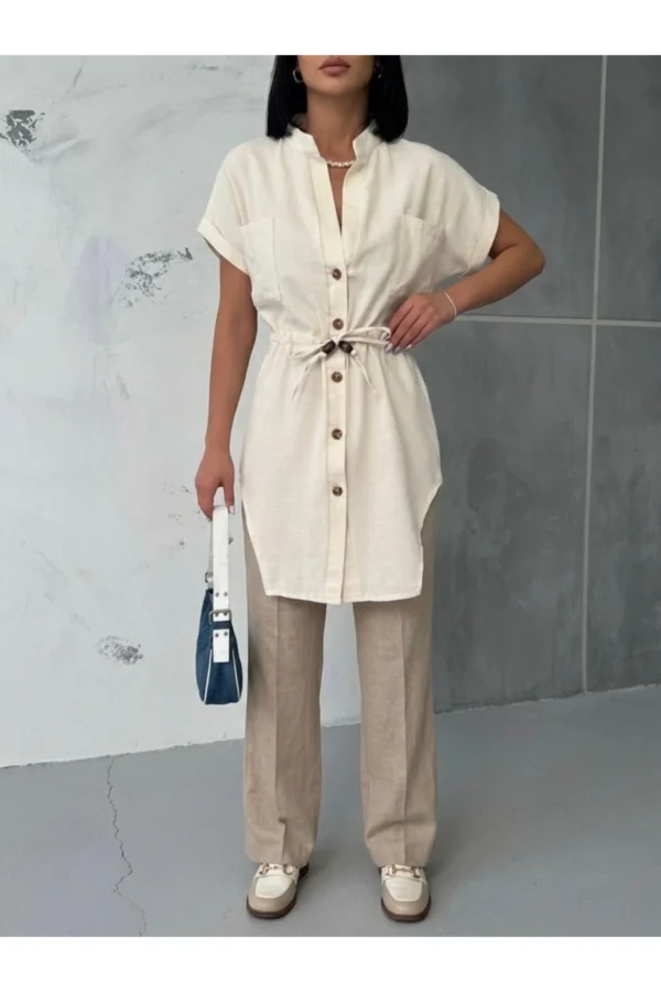 Önü Arkası Kuyruklu Kısa Kollu Gömlek