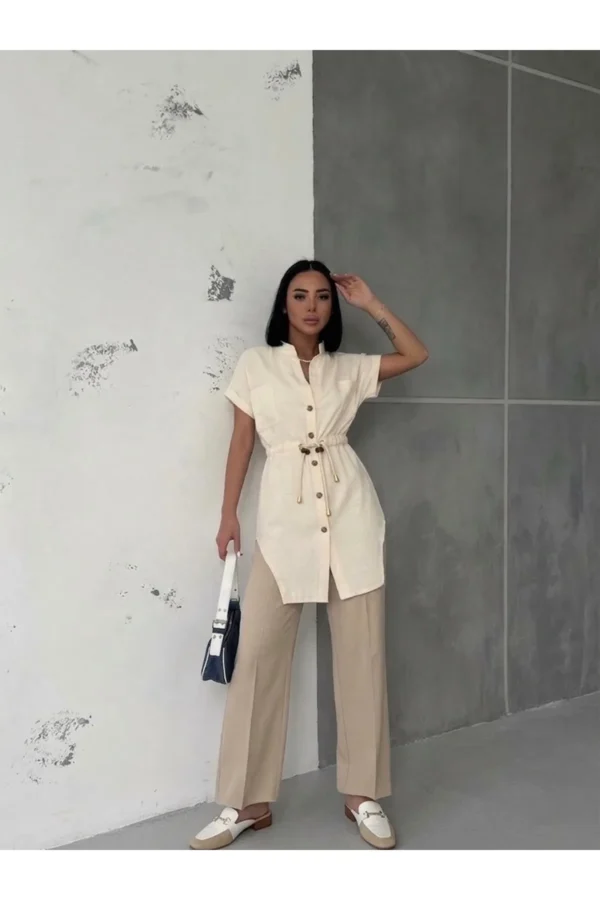 Önü Arkası Kuyruklu Kısa Kollu Gömlek