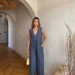 Pantolon Bluz Keten İkili Takım