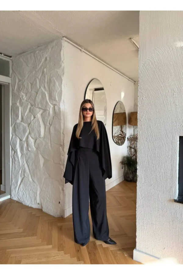 Pelerinli Bol Paça İspanyol Kadın Tulum