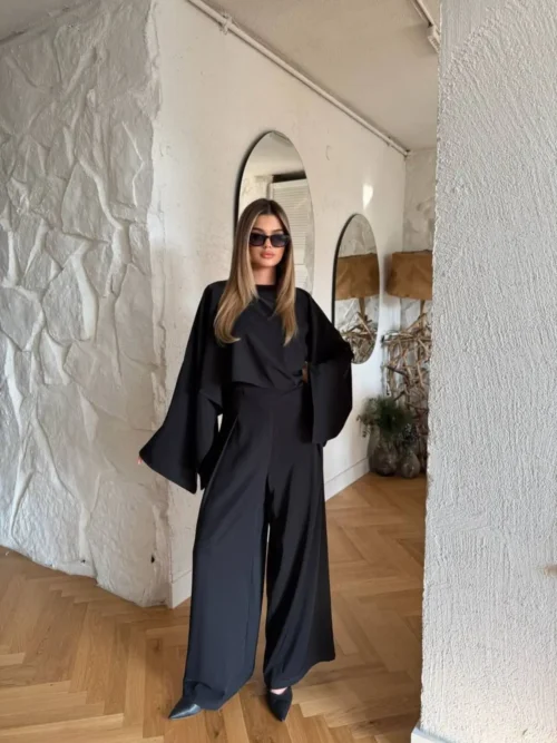 Pelerinli Bol Paça İspanyol Kadın Tulum