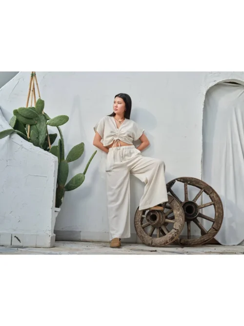 Salaş Pantolon Bluz Keten İkili Takım