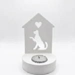 El Yapımı Köpek Yansıtmalı Mumluk ve Dekoratif Mum (AÇIKLAMAYI OKUYALIM LÜTFEN) - Beyaz