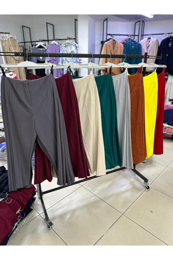 Önden Fermuarlı Kumaş Pantolon Büyük Beden Pantolon