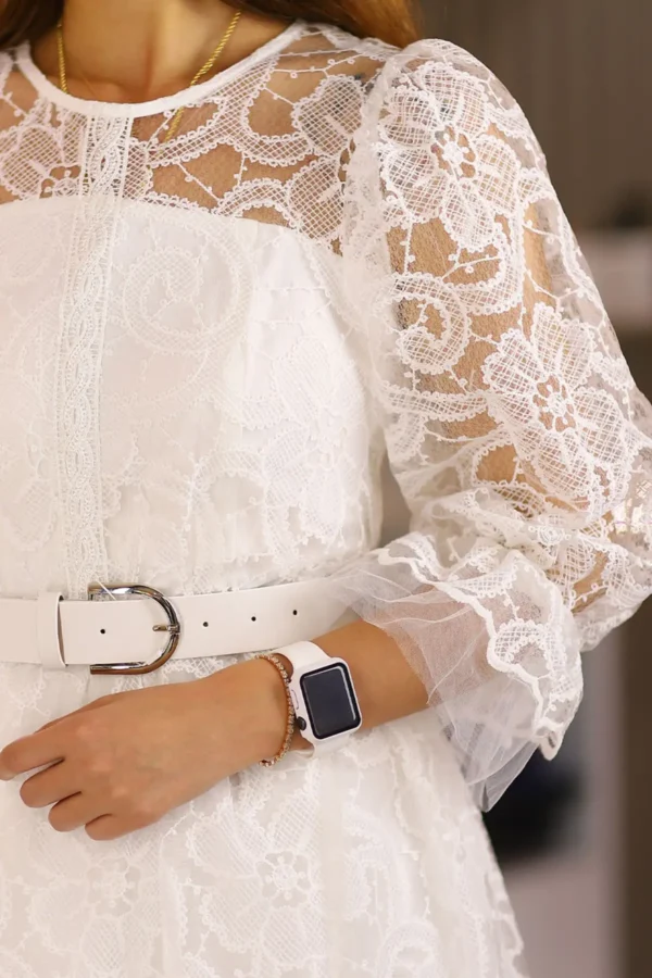 Beyaz Tamamı Dantel Kısa Boy Uzun Kol Abiye Isteme Nişan Söz After Parti Bride Mezuniyet Kısa Elbise
